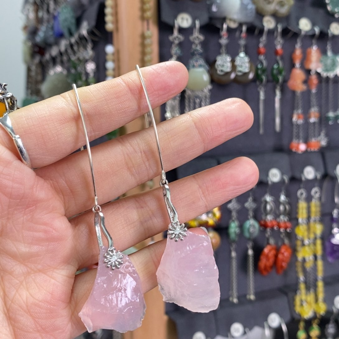 水晶耳饰银S925镶嵌耳坠