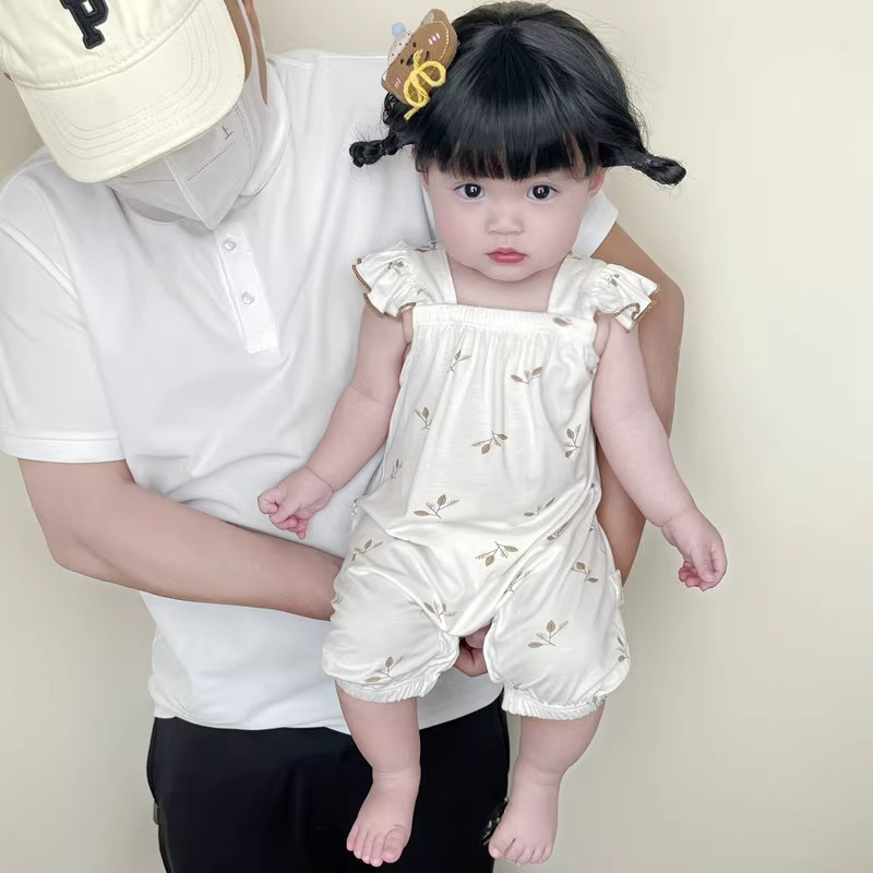 夏季A类女短爬森系新生儿宝宝爬服哈衣无袖薄款婴儿连体衣包屁衣