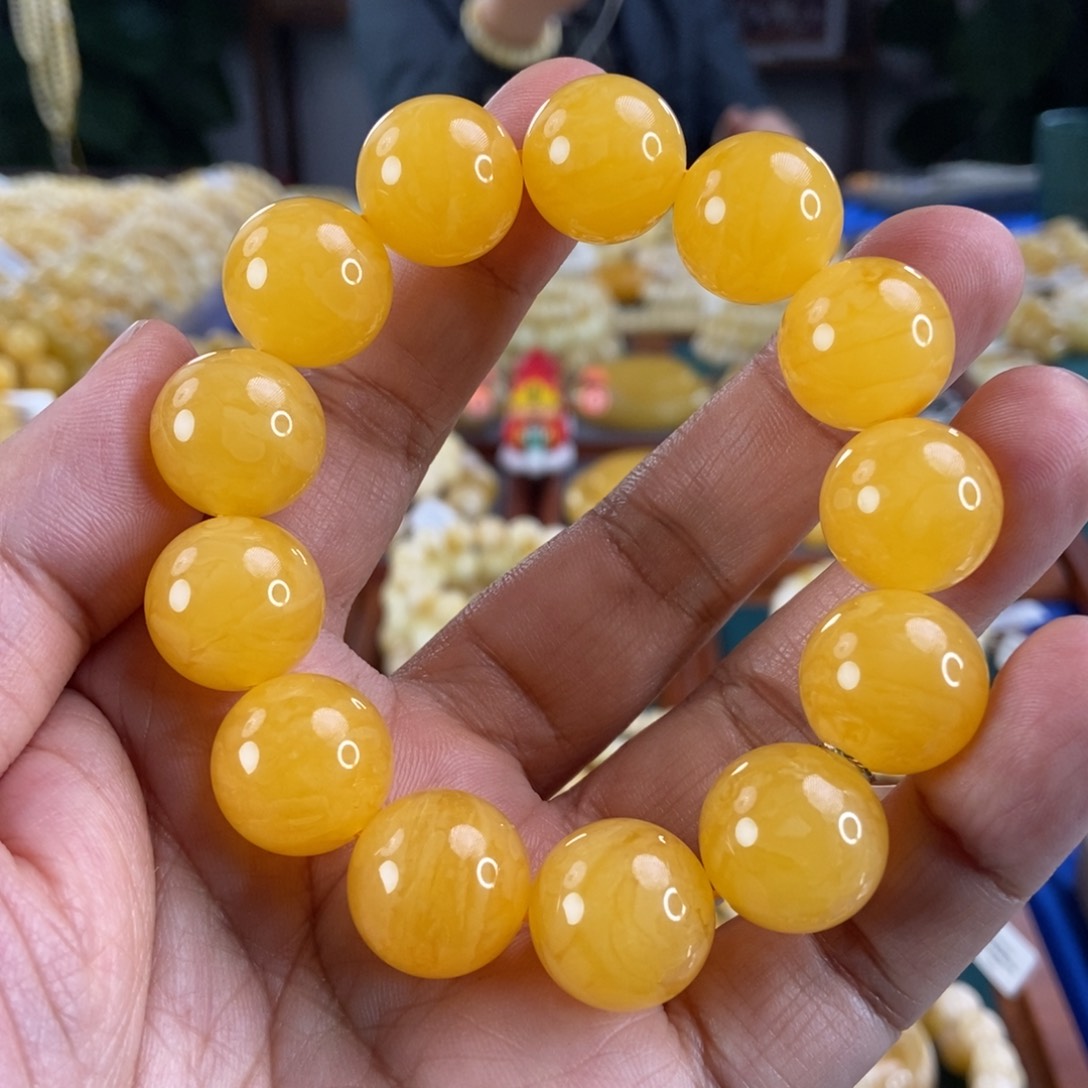 琥珀珠宝奇石未镶嵌17+焦皮鸡油红同料串35.68