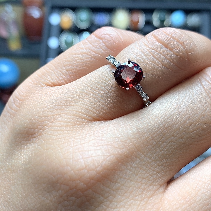 水晶水晶戒指银S925镶嵌