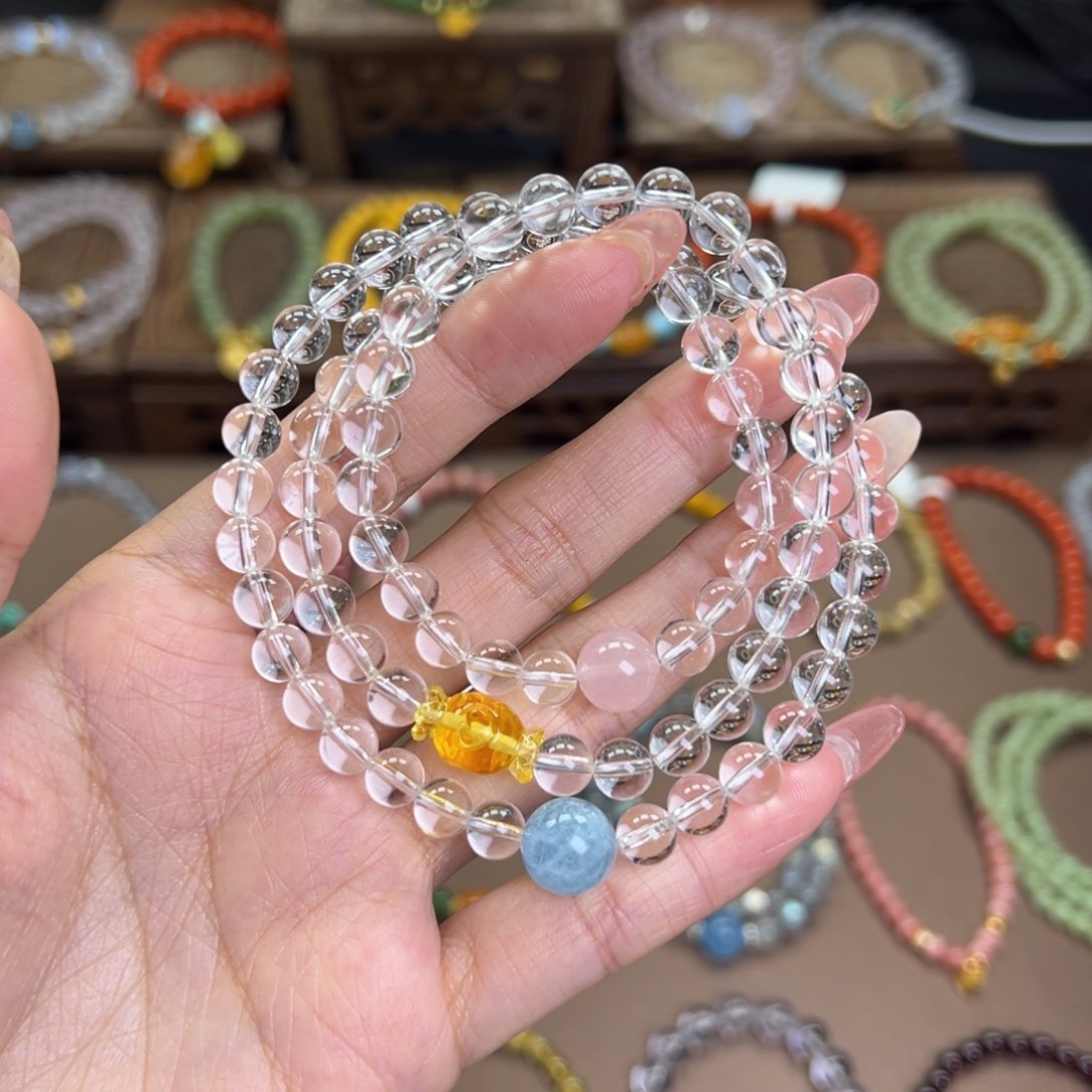 水晶手链未镶嵌白水晶三圈