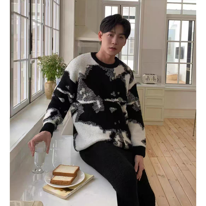 莫里伊【黑白涂鸦】小众时尚设计休闲可外穿保暖睡衣家居服