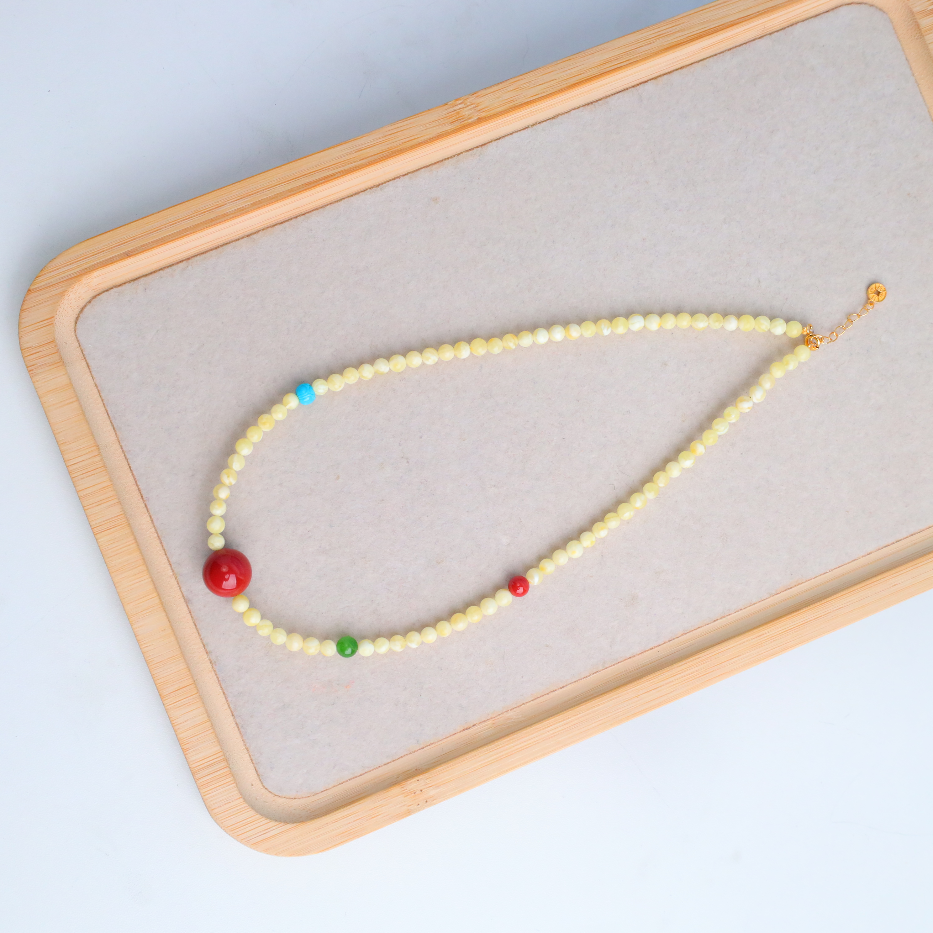 【琪琪珠宝】时尚蜜蜡南红圆珠蜜蜡项链