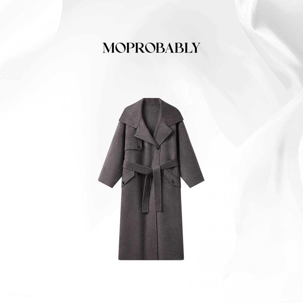 Moprobably贝贝「韩范」‘超细羊毛+羊驼毛’双面呢大衣外套B5460024