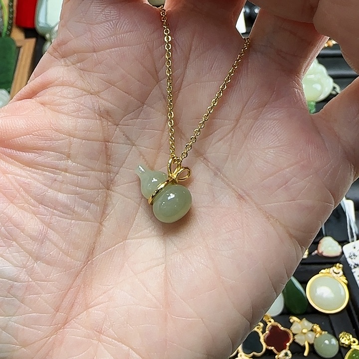 颈饰银S925镶嵌和田玉๑*念