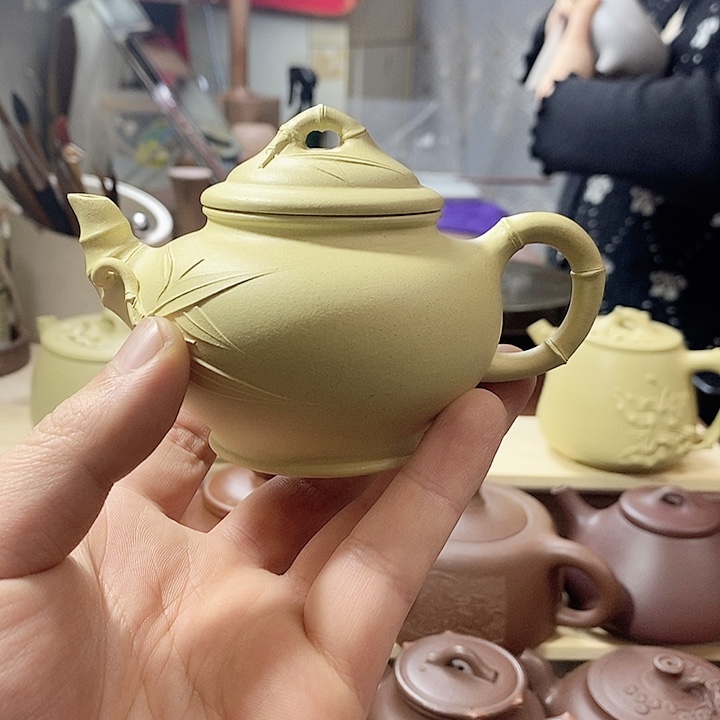 紫砂茶壶笑樱竹节壶 半手工制作