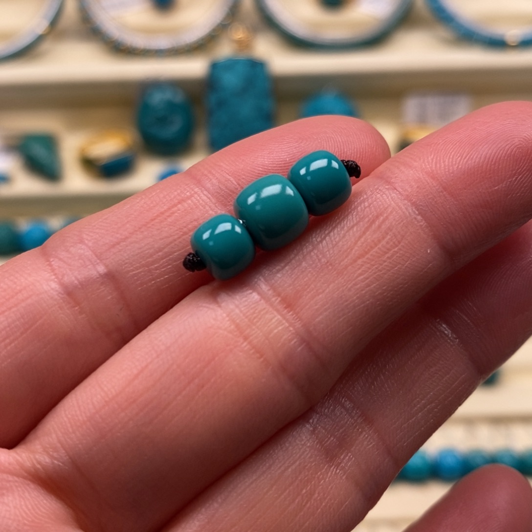 绿松石未镶嵌珠宝奇石顶珠7.3腰珠6.3老型套装