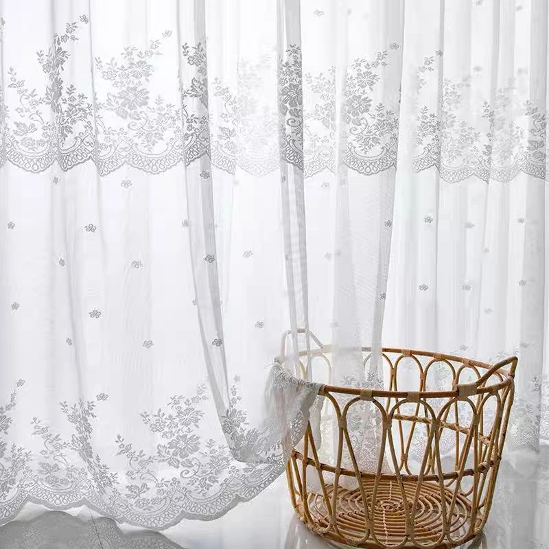 0851白花蕾丝成品纱（不送挂钩）V