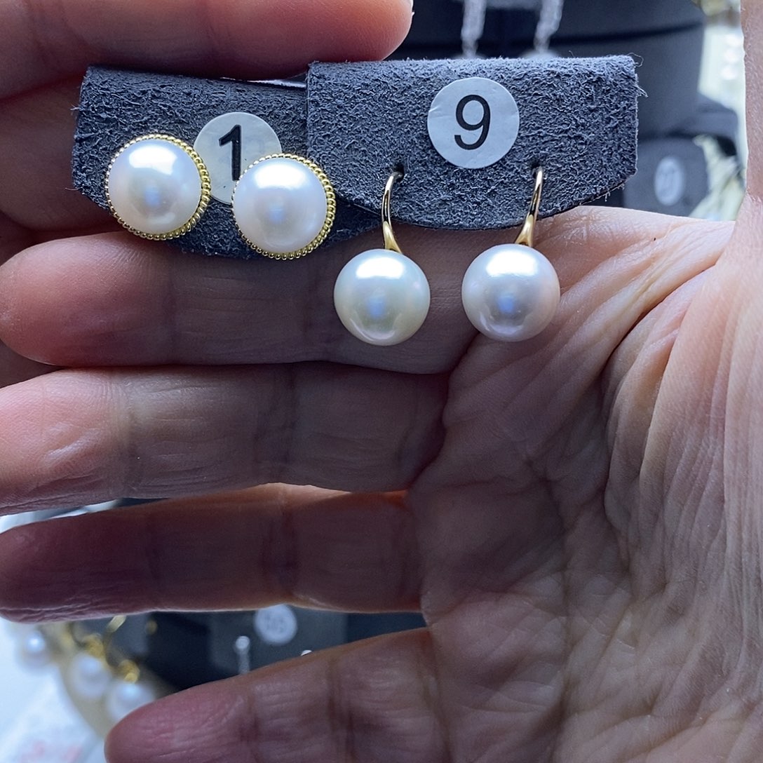 淡水珍珠耳饰银S925镶嵌