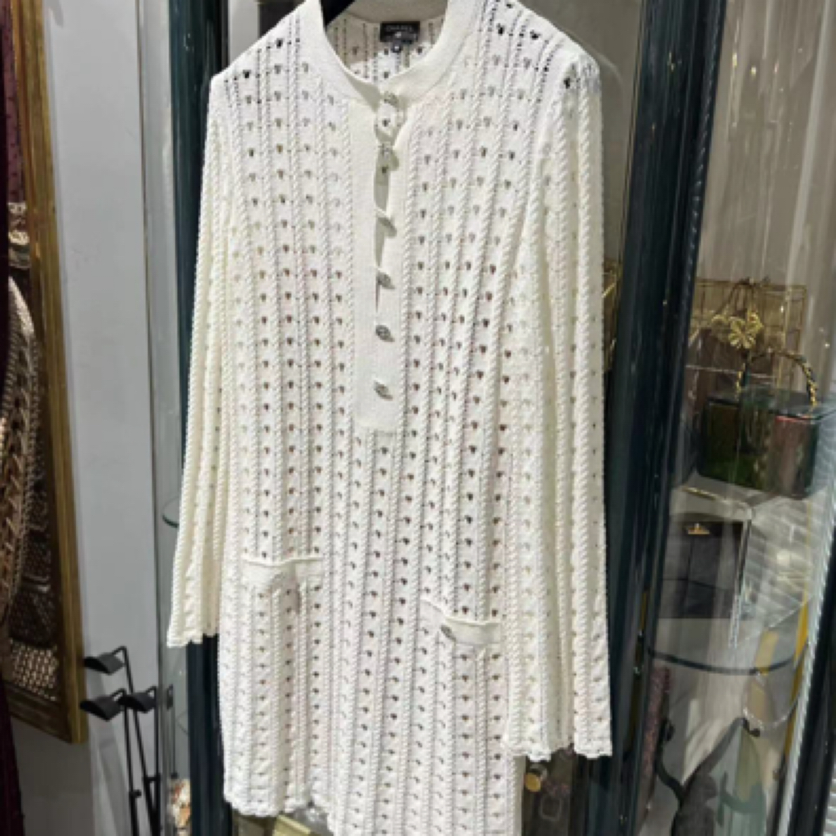 95新 Chanel/香奈儿 23A达喀尔系列 白色圆领两口袋连衣裙36码