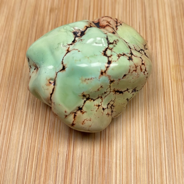 （508）湖北天然原矿瓷釉级菜籽黄绿松石随型手把件30g一物一证