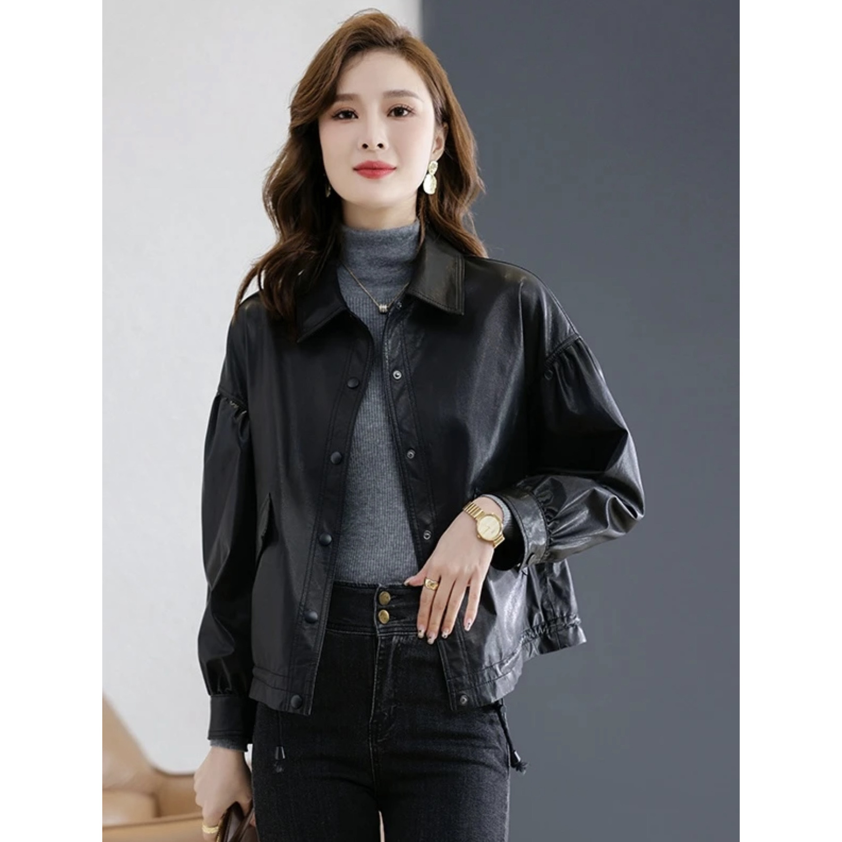 2024新款真皮皮外套女绵羊皮秋冬季女士新款宽松休闲显瘦百搭