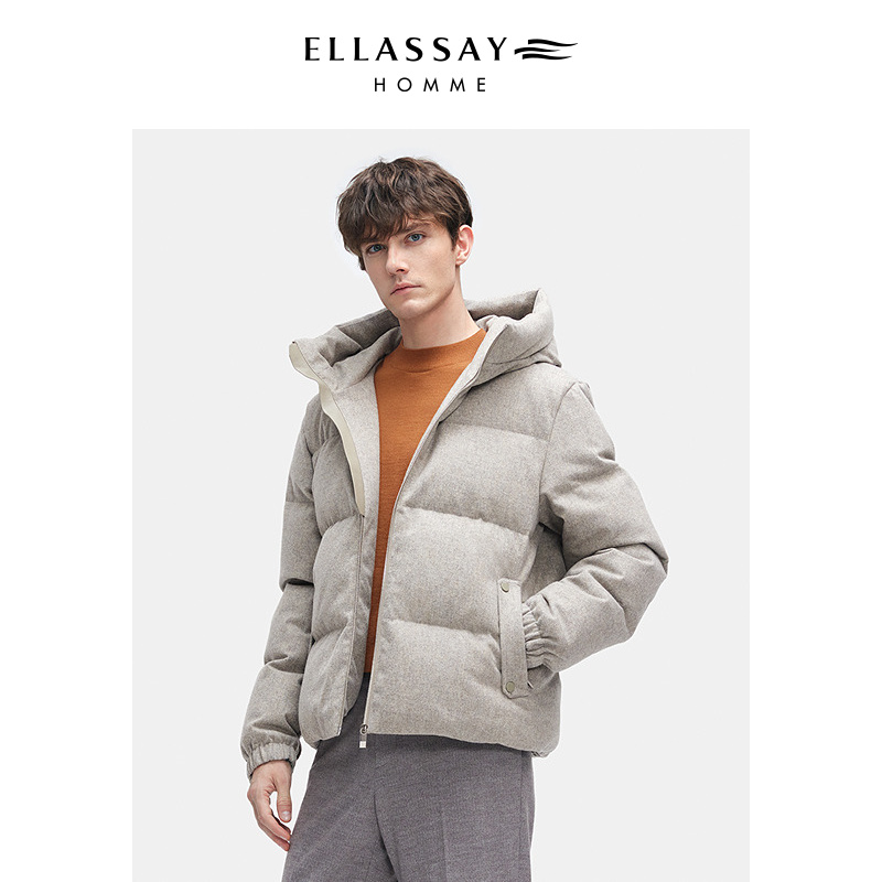 【100%羊毛】ELLASSAY歌力思25冬季防风防水加厚保暖连帽鹅绒羽绒服