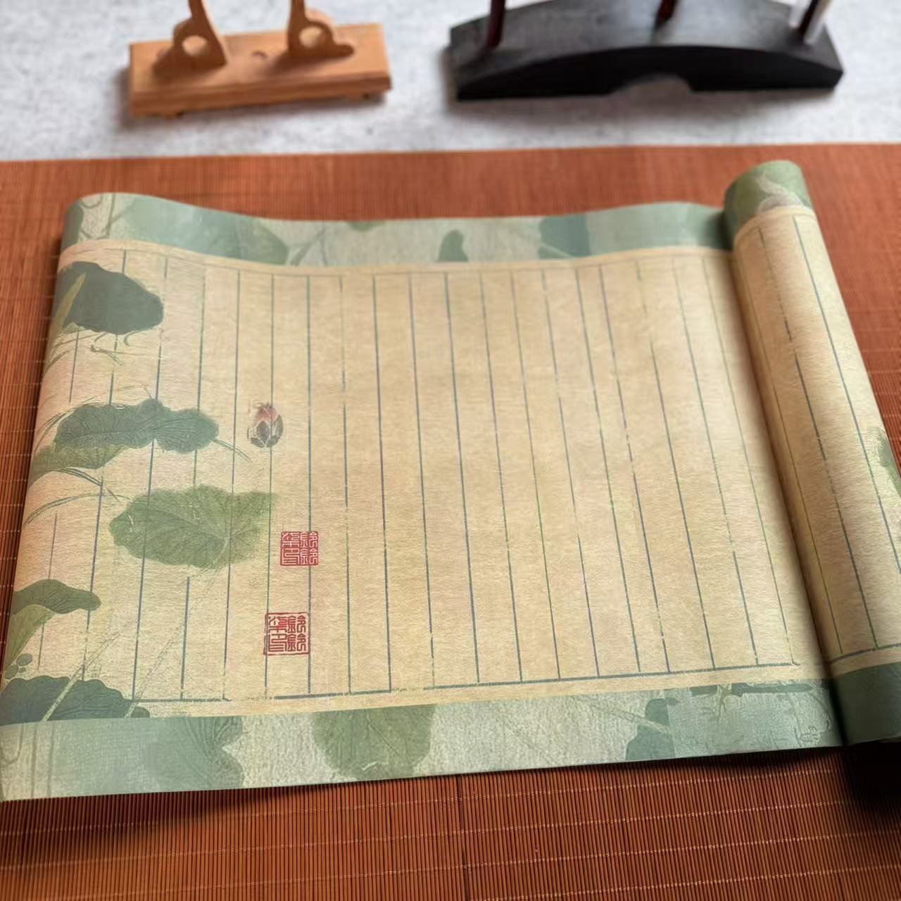 【腾云阁】蜡染微喷十米长卷竖格款 清塘荷韵