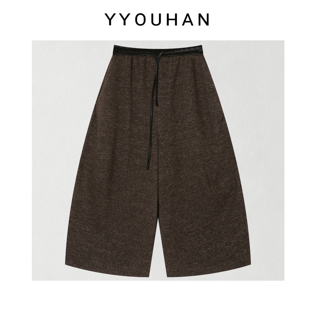 月月 小众设计极简加绒厚款拼接撞色松紧腰百搭休闲裤 2512C9252