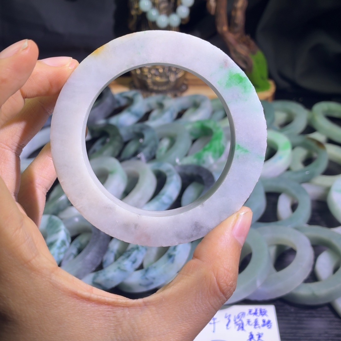 定制翡翠未镶嵌天然纹理随机，追求完美者慎拍