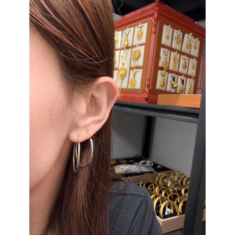 喜宝春花 925银圆圈一对耳环