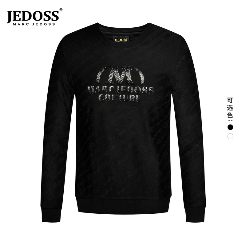 JEDOSS/爵迪斯男装秋冬时尚新款烫钻提花圆领套头长袖卫衣202