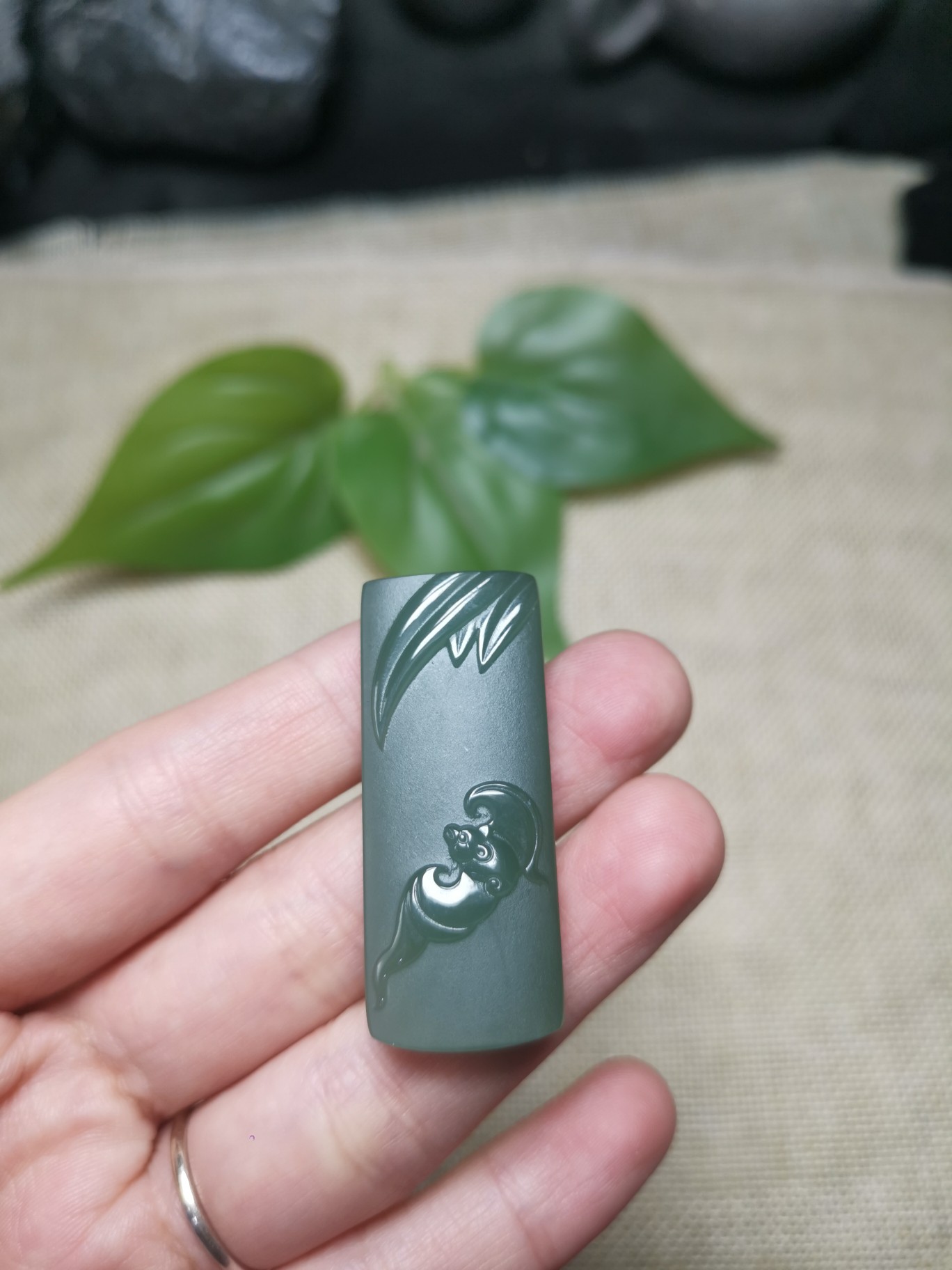 天然和田玉竹节吊坠双面精工男款玉石竹子女款项链蝠来玉佩颈饰