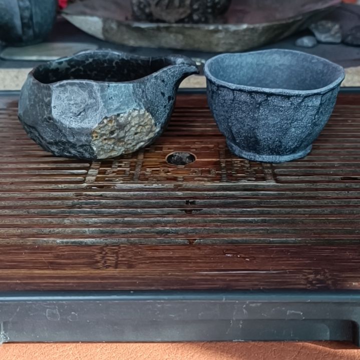 手工雕刻随行公道加荷叶杯