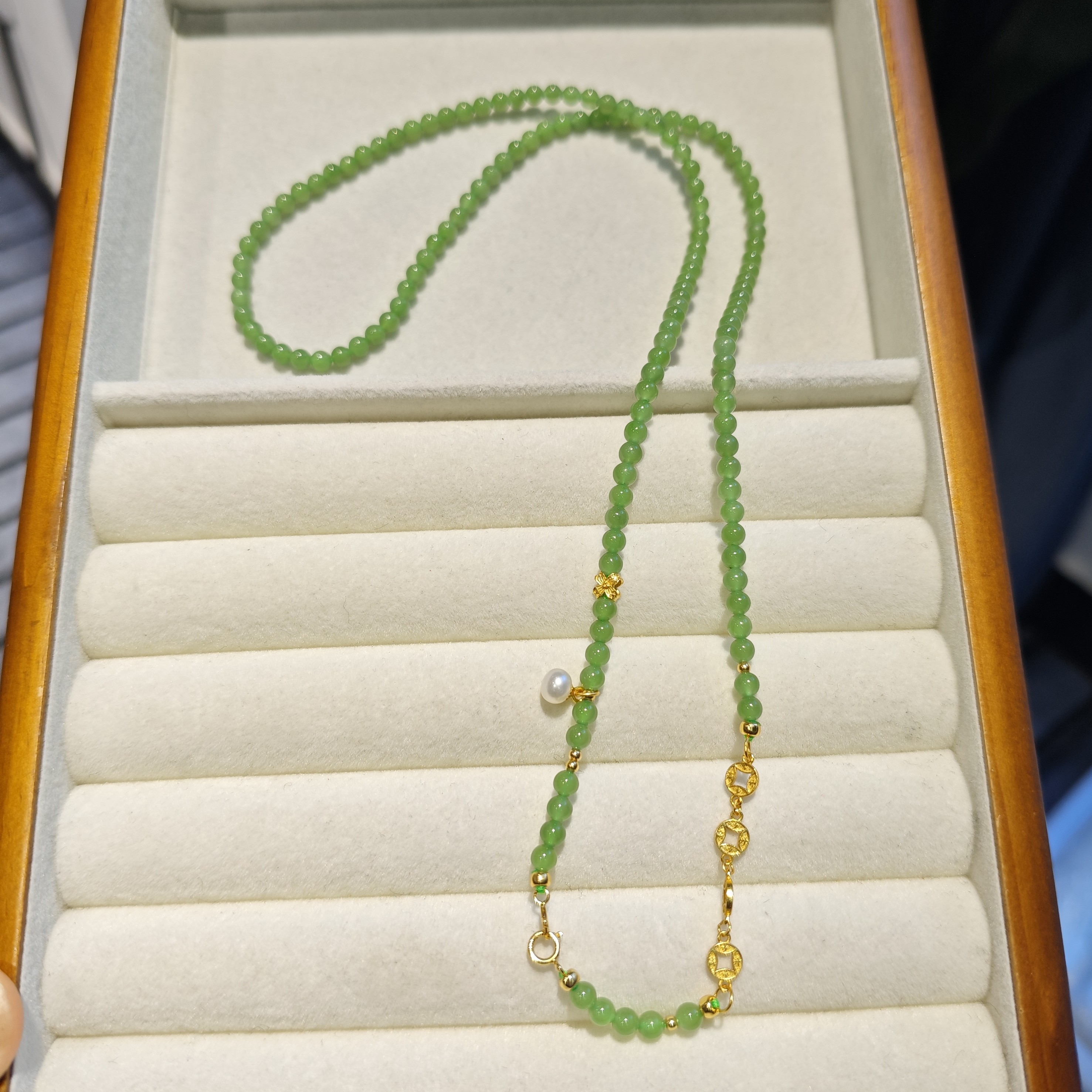 苹果绿碧玉钱币款项链 1104  多样式发一件