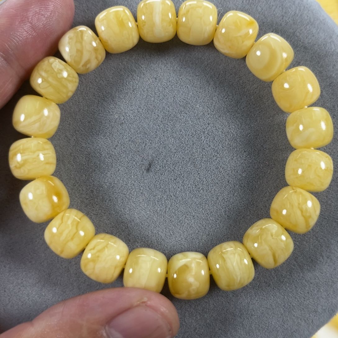 蜜蜡手串未镶嵌纯天然俄料白花虎皮