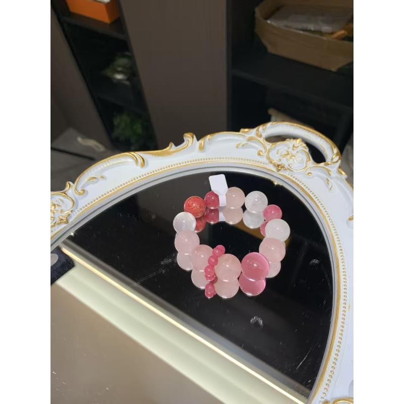 多宝粉晶蔷薇跑环大漆珠手串女款氛围感手串多样性发其一