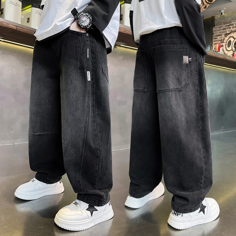 男童牛仔裤长裤2025春秋新款中大童酷帅宽松直筒休闲裤儿童百搭潮