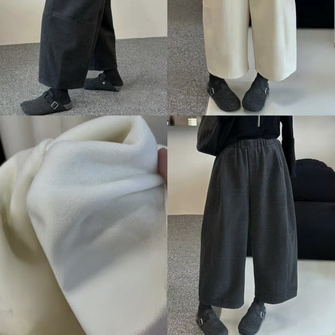 冬季新款牛奶磨毛百搭松紧腰奶奶裤