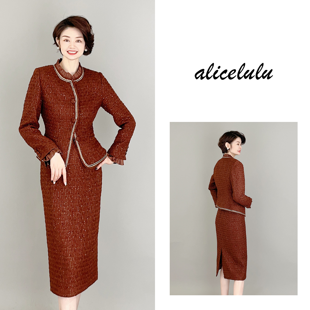 1 alicelulu 灵感小香女装 套装 柔美花边 复古优雅 S2140117W