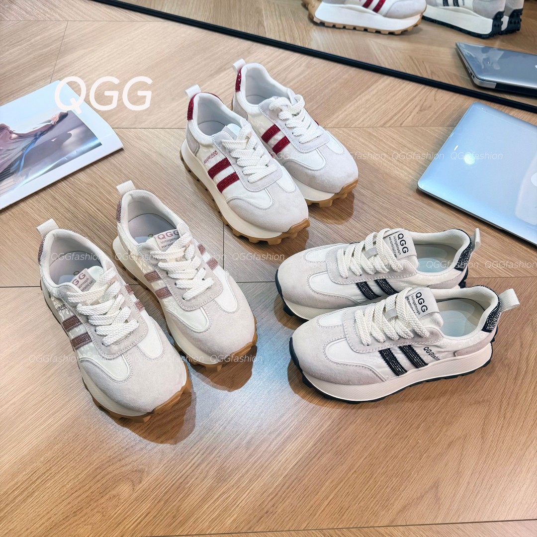 QGG2026春季新款厚底百搭5CM时尚系带软底德训阿甘鞋女Q1818