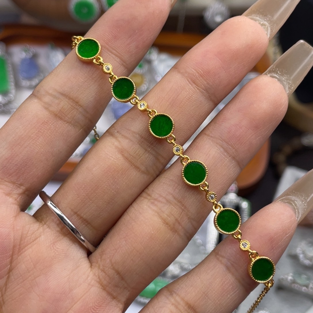 银S925镶嵌手链翡翠手链