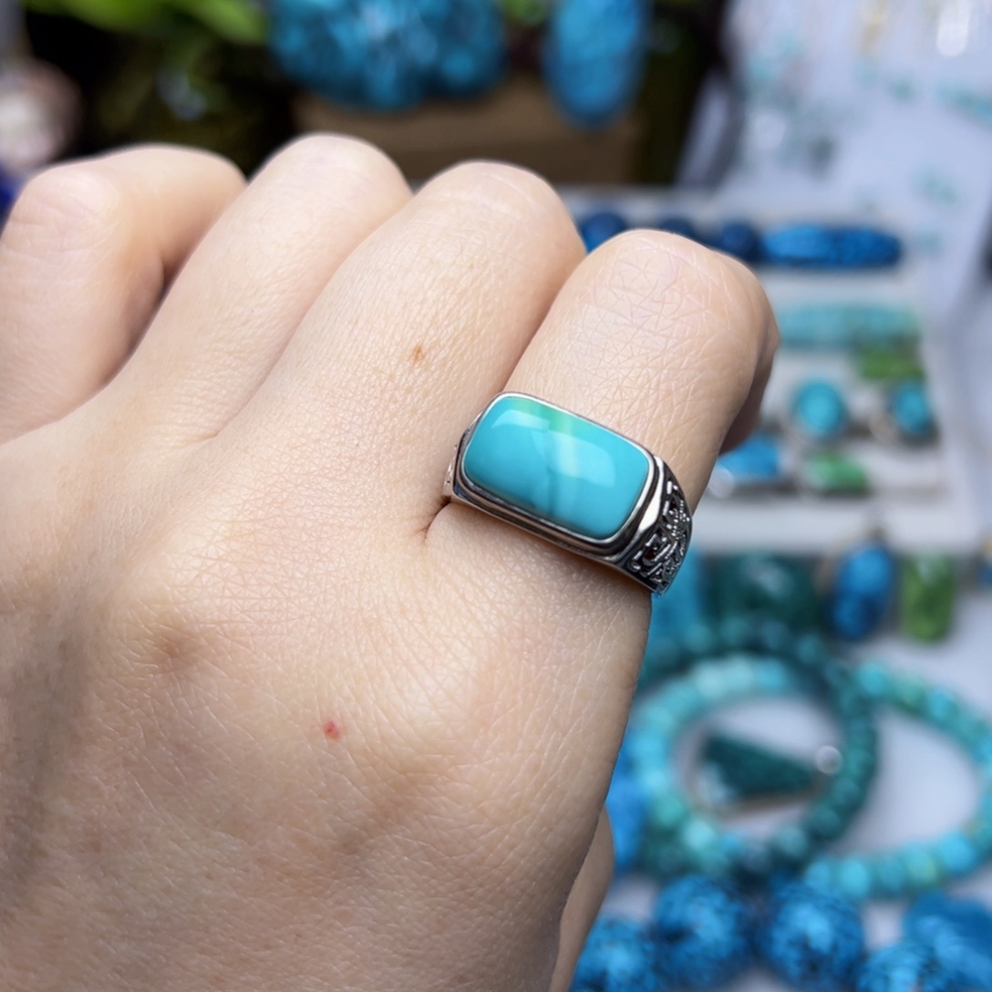 绿松石珠宝奇石银S925镶嵌