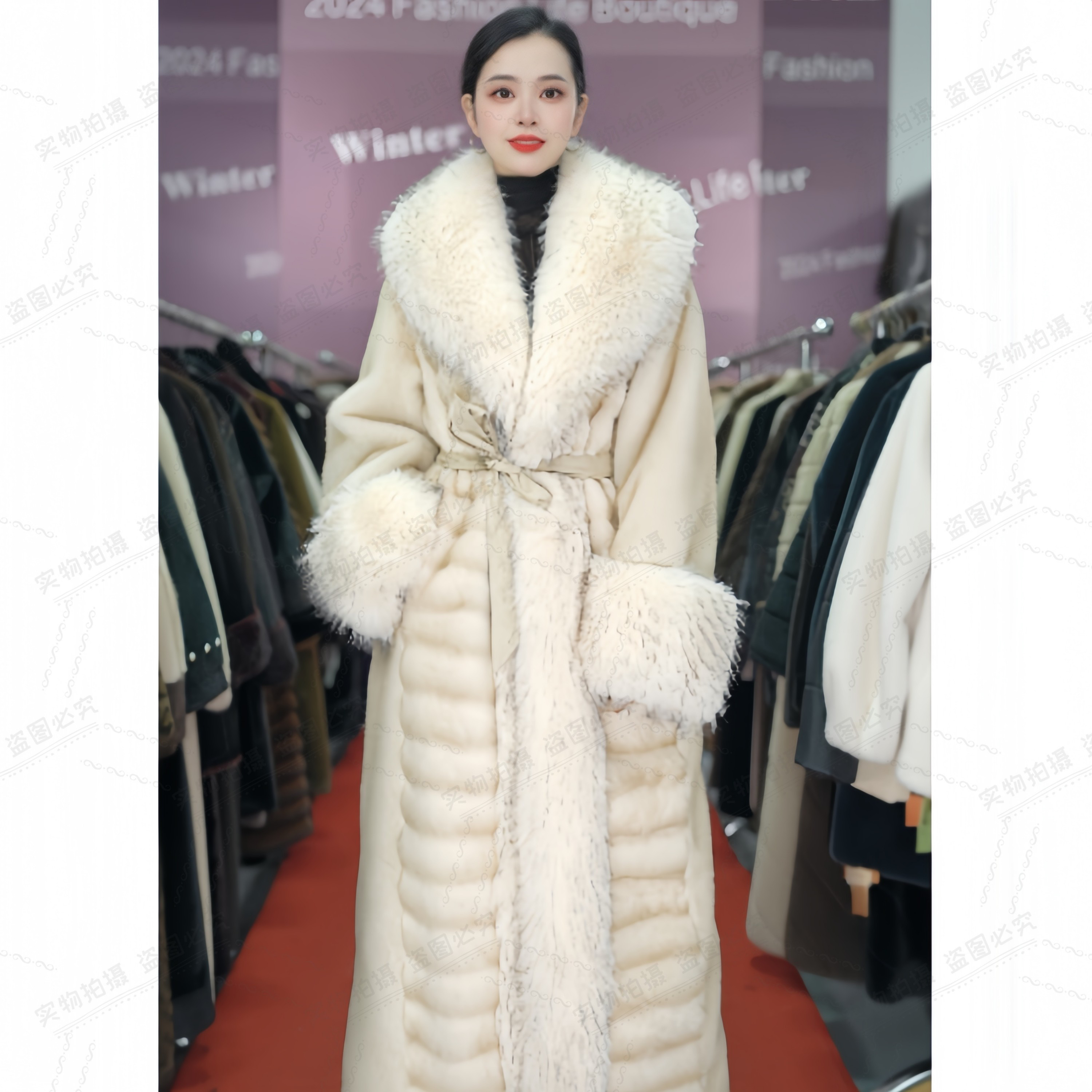 (24018)秋冬新品高奢气质毛毛外套