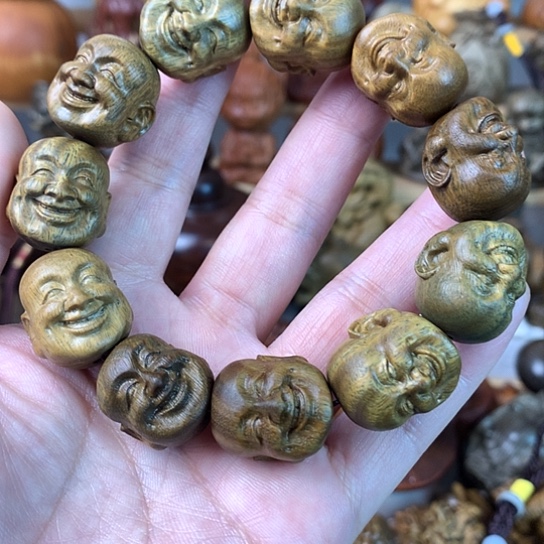 花梨木类绿檀木米勒佛手串2.2