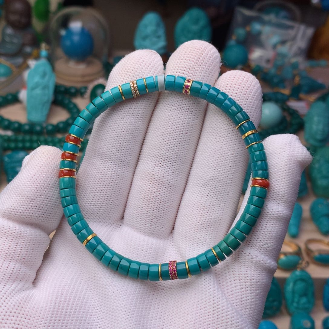 未镶嵌绿松石珠宝奇石精品直切单圈