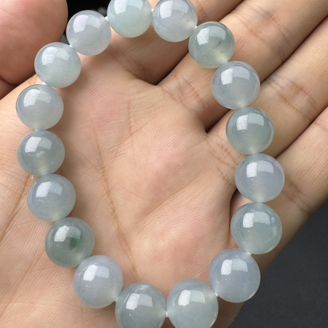 纯天然缅甸翡翠a货，卡12天空蓝冰胶手串