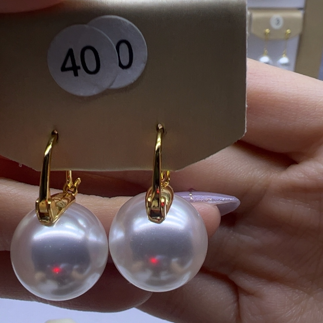 耳饰银S925镶嵌淡水珍珠