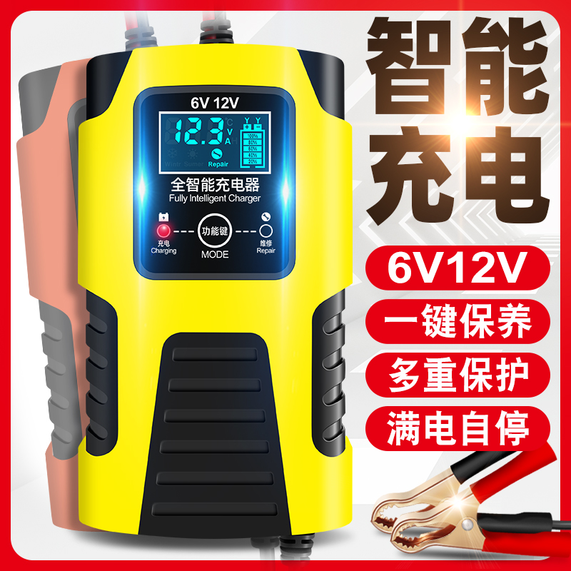 徽农踏板摩托车电瓶充电器6v12v全自动蓄电池充电器智能通用维修
