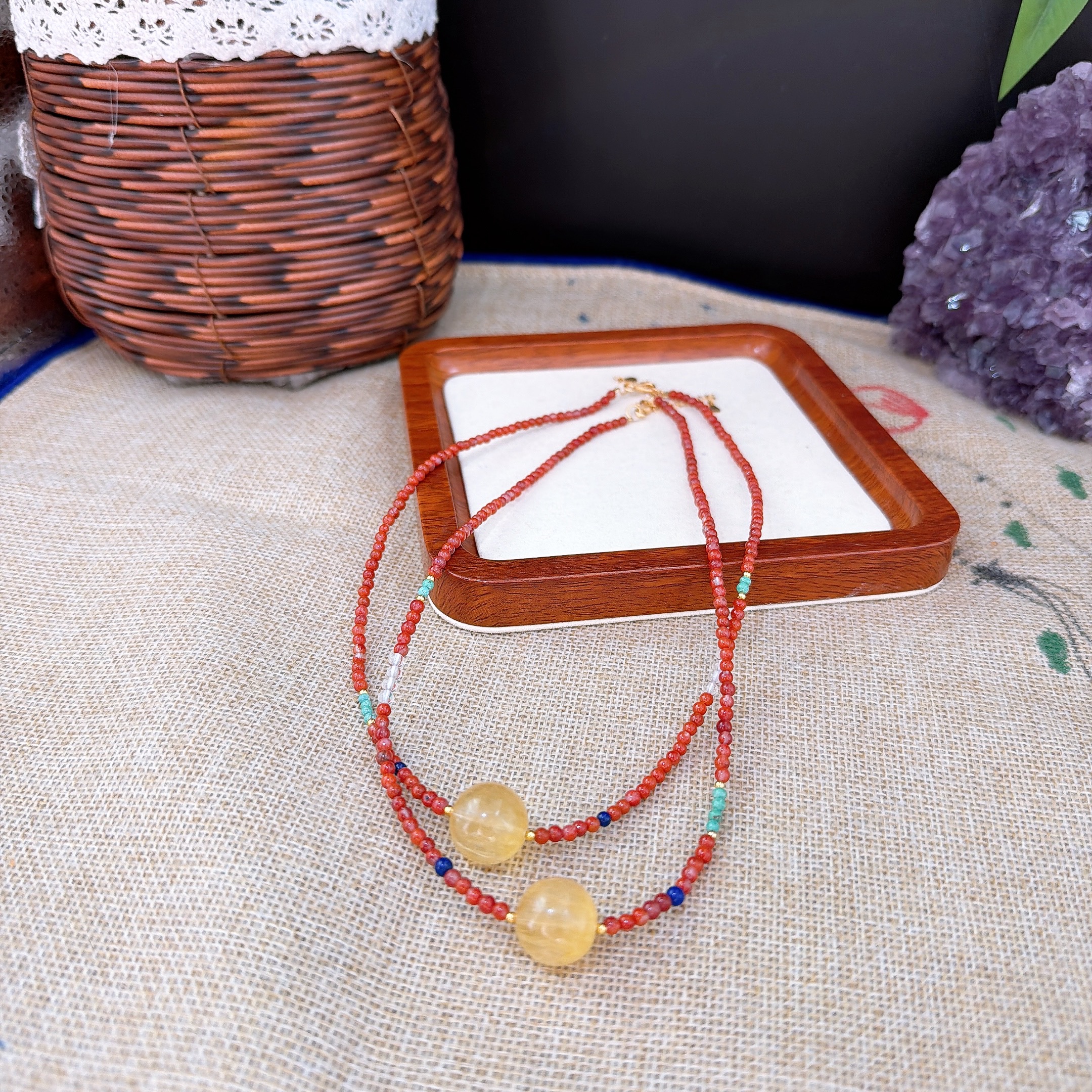 s805天然南红小米珠项链 多样发一