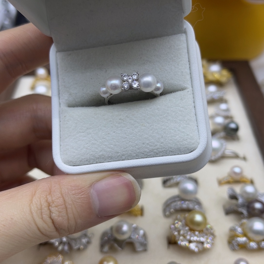 淡水珍珠银S925镶嵌戒指