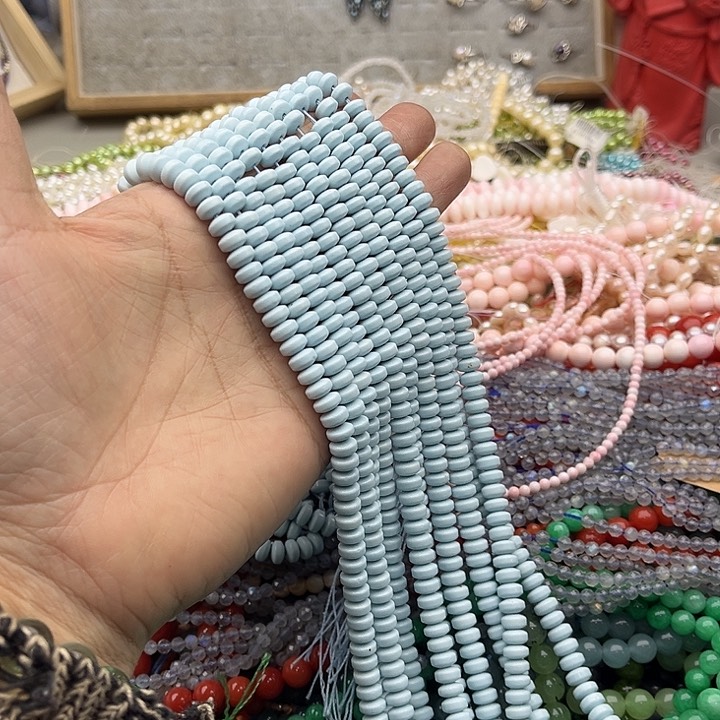 玛瑙/玉髓珠宝半成品未镶嵌一条7/3mm天然松算盘珠