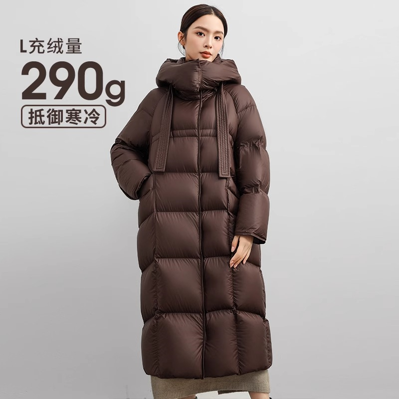 新款韩版甜美过膝长款保暖面包服连帽羽绒服N4W32800