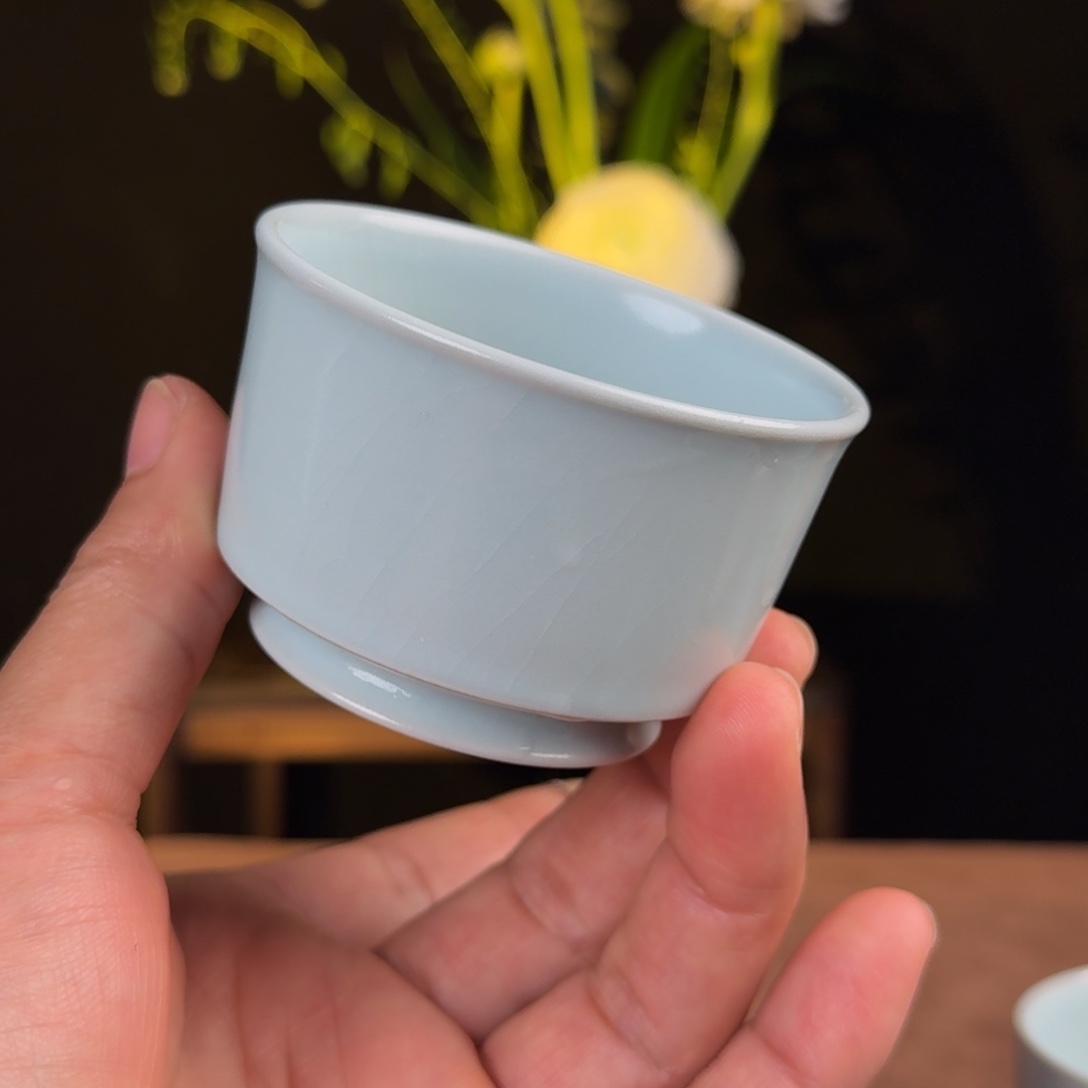 杯子瓷汝瓷月白君子杯
