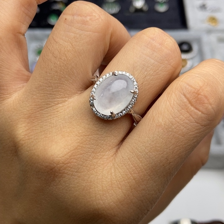 翡翠戒指银S925镶嵌戒指