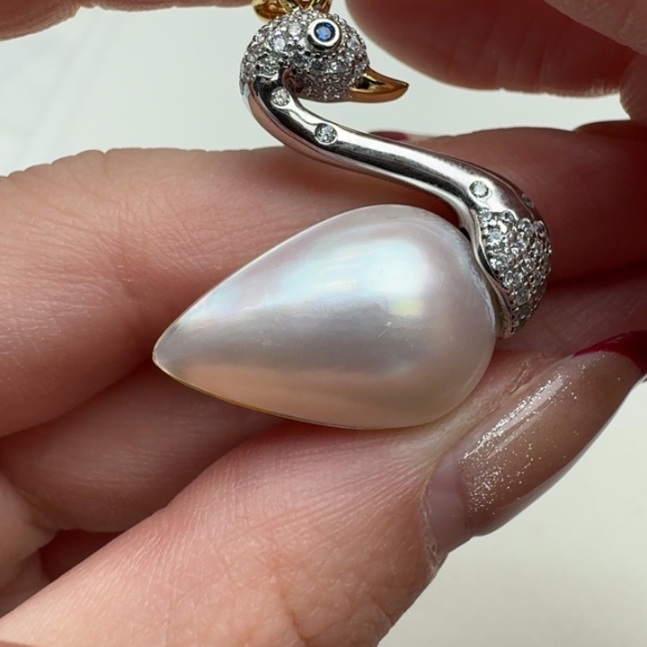 拼合珍珠（马贝珠）颈饰银S925镶嵌