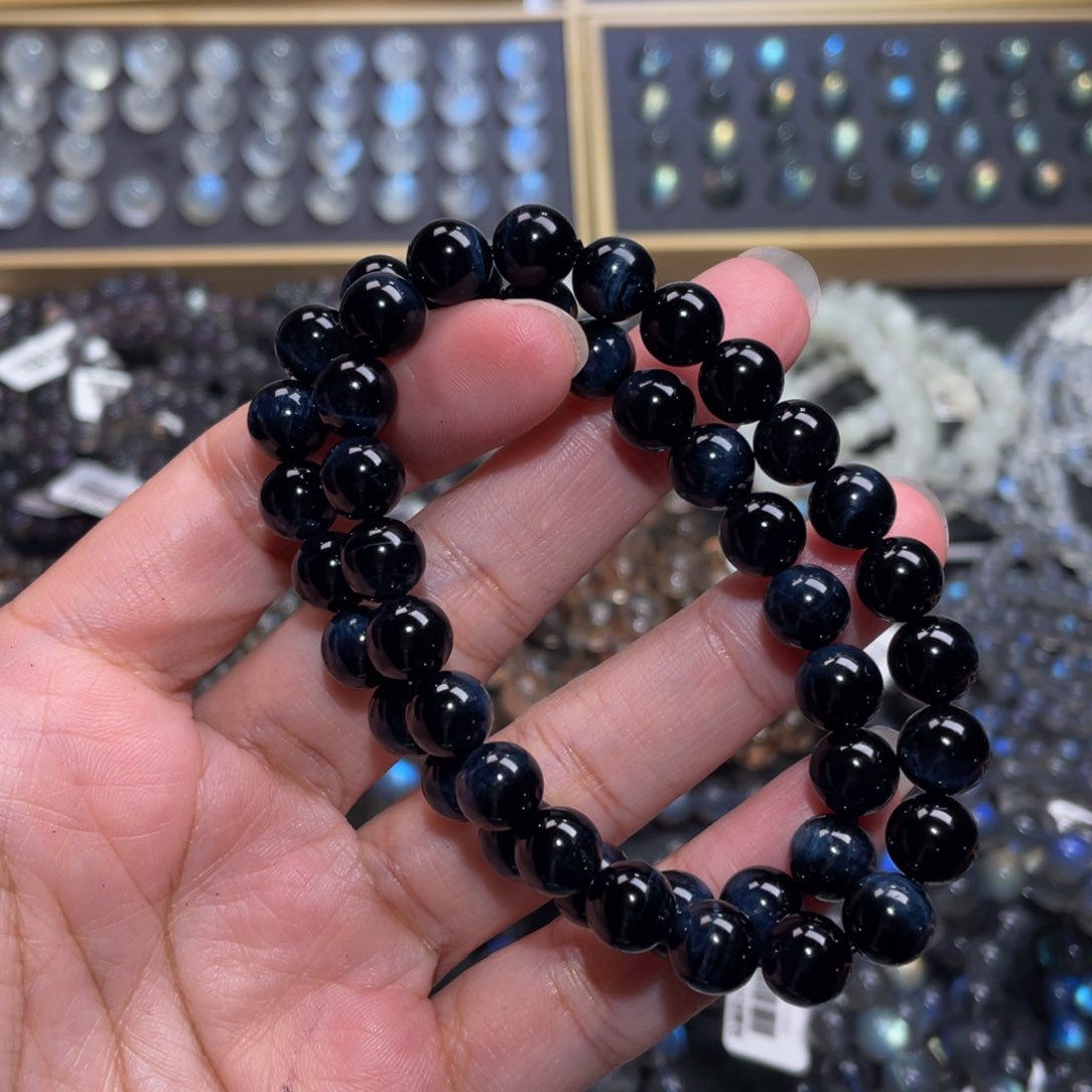 水晶手链未镶嵌蓝虎眼石手链8.5m