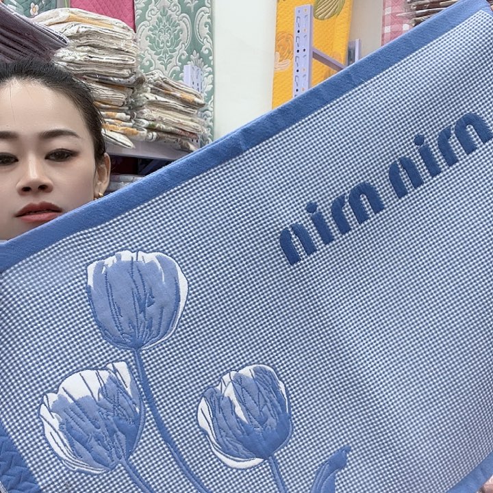 棉蓝色郁金香纯棉