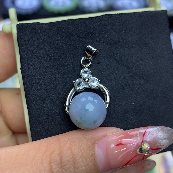 翡翠手链银S925镶嵌翡翠12+