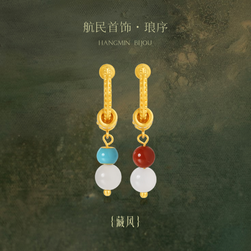 航民首饰·琅序 藏风 黄金耳饰XYJ1999